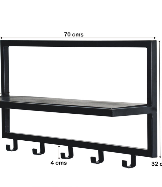 Brix Kapstok Bono Zwart Metaal 70x32x17 Cm