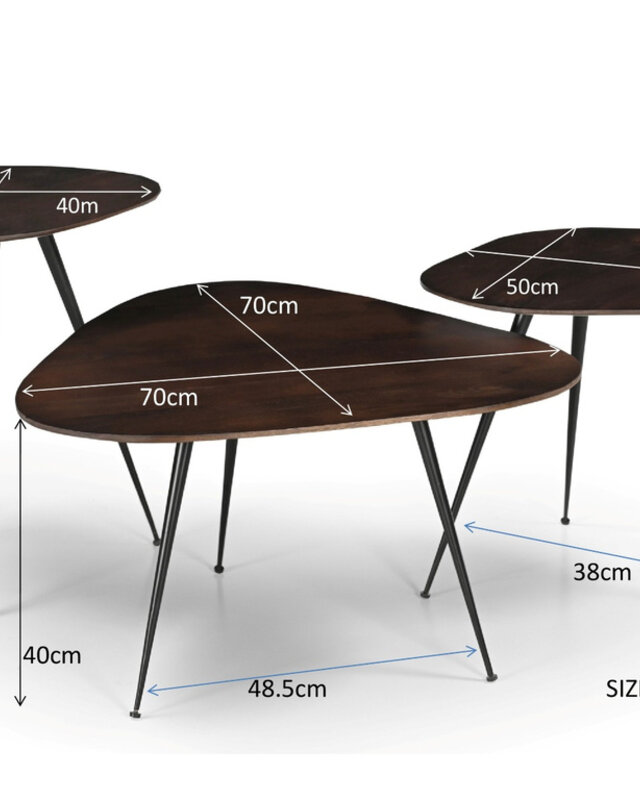 Brix Brix Loua Brown Tafel Setje Van 3 Stuks