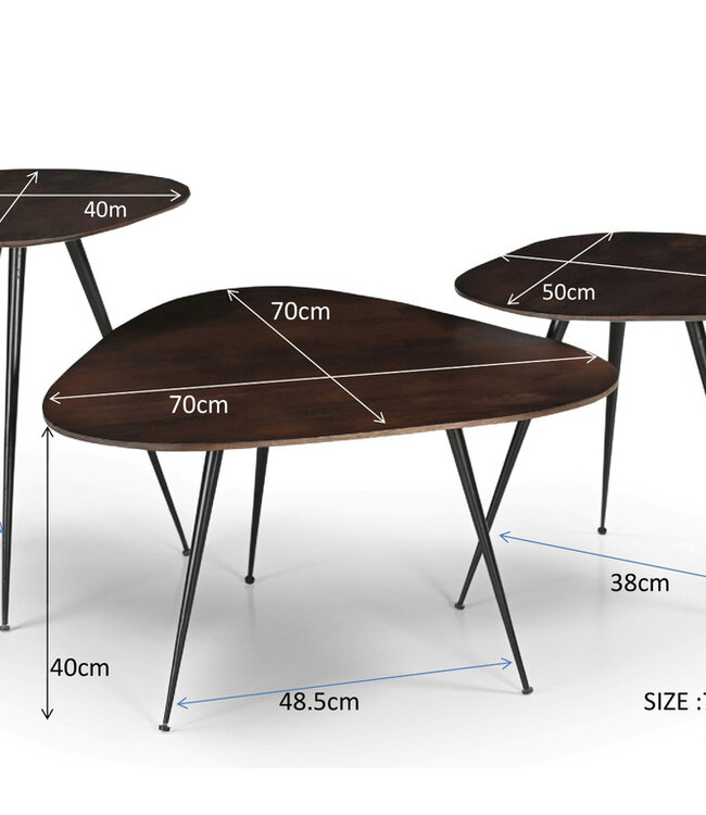 Brix Brix Loua Brown Tafel Setje Van 3 Stuks