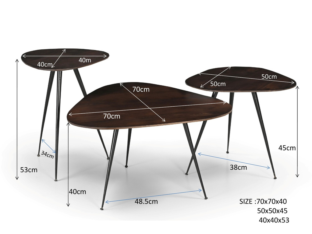 Brix Brix Loua Brown Tafel Setje Van 3 Stuks
