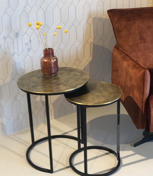 Livingfurn Gietijzeren Beau Salontafel Set Van 2 Goud