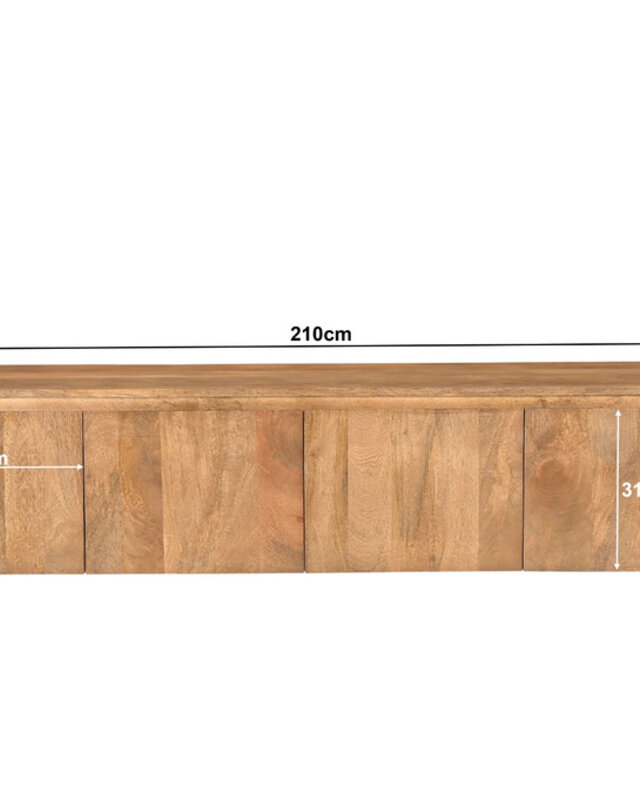 Livingfurn Salano Tv-Meubel 3-Deurs Bruin 210x50x43 cm