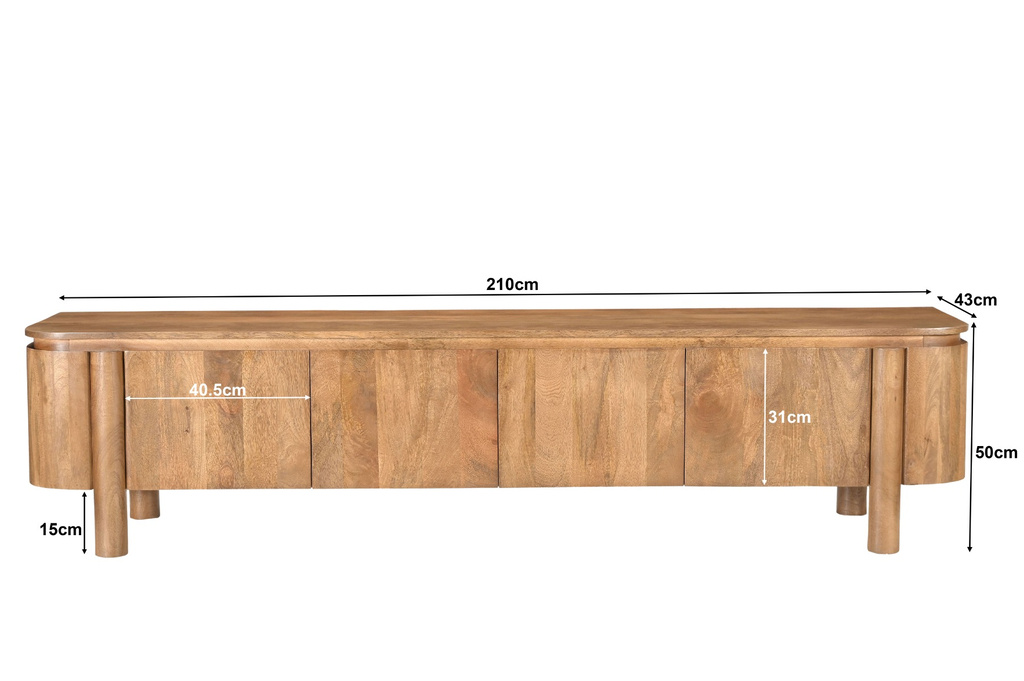 Livingfurn Salano Tv-Meubel 3-Deurs Bruin 210x50x43 cm
