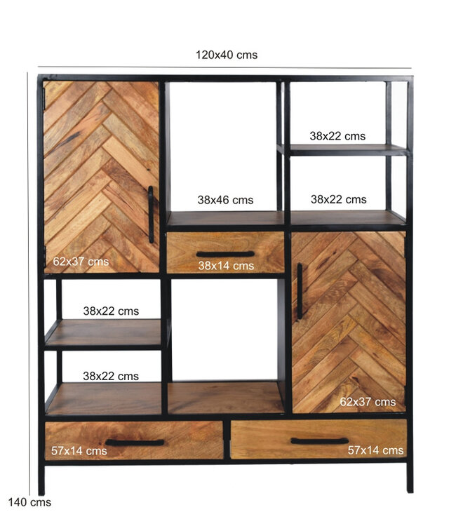 Livingfurn Brooklyn Vakkenkast Bruin 140x120x40 cm