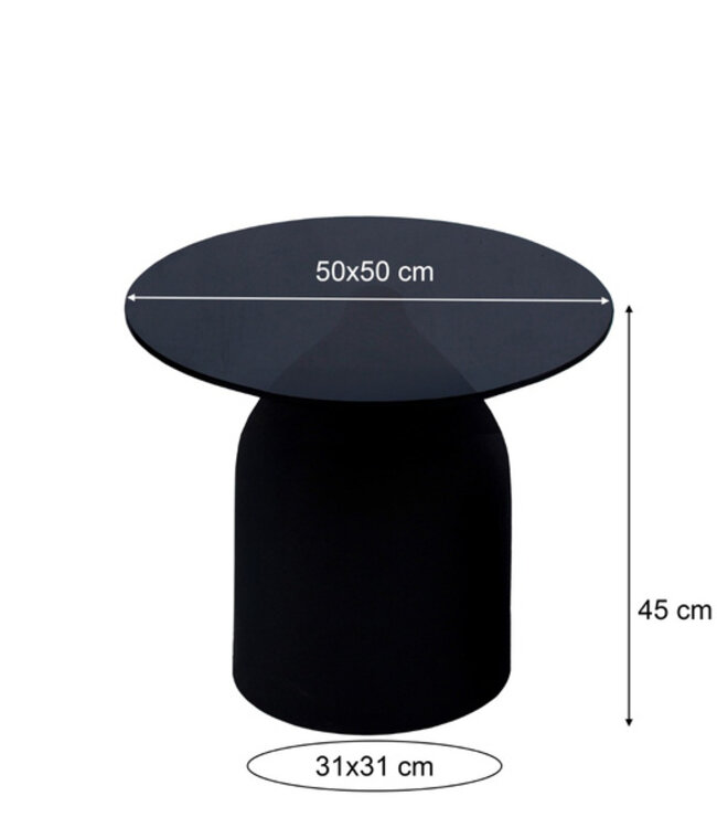 Brix Bijzettafel Rookglas Isa Zwart 50 x 45cm