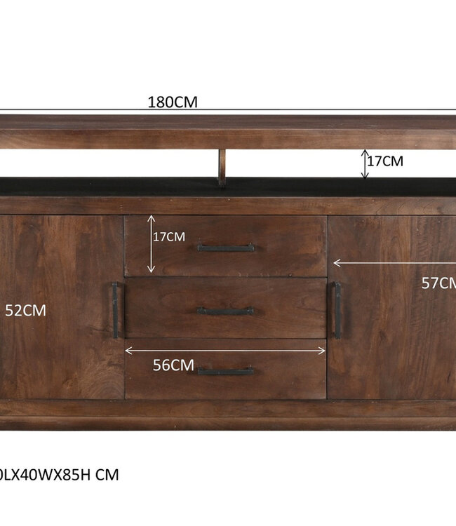 Livingfurn Jaxx Brown TV-Meubel 180x85x40 cm