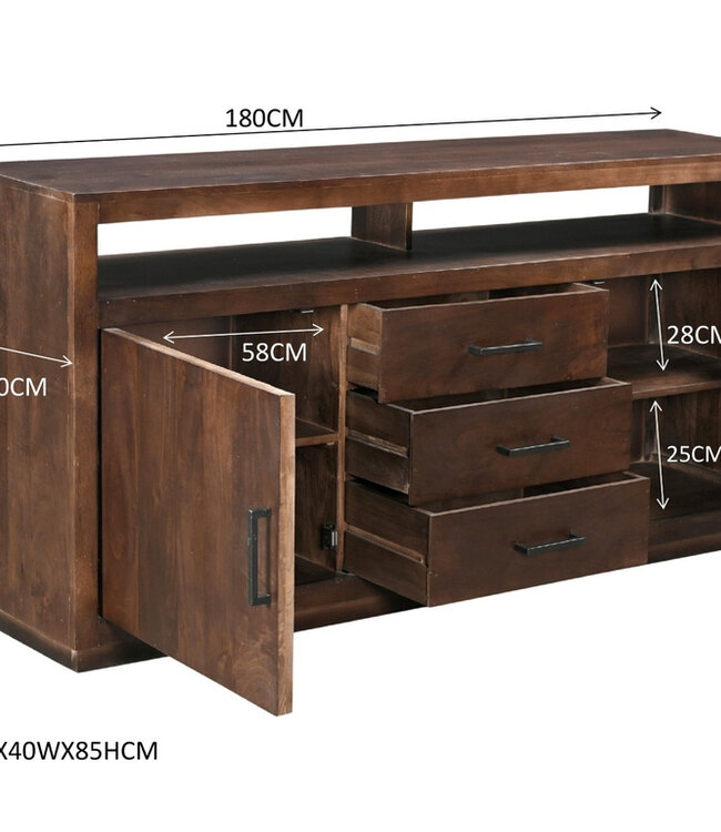 Livingfurn Jaxx Brown TV-Meubel 180x85x40 cm