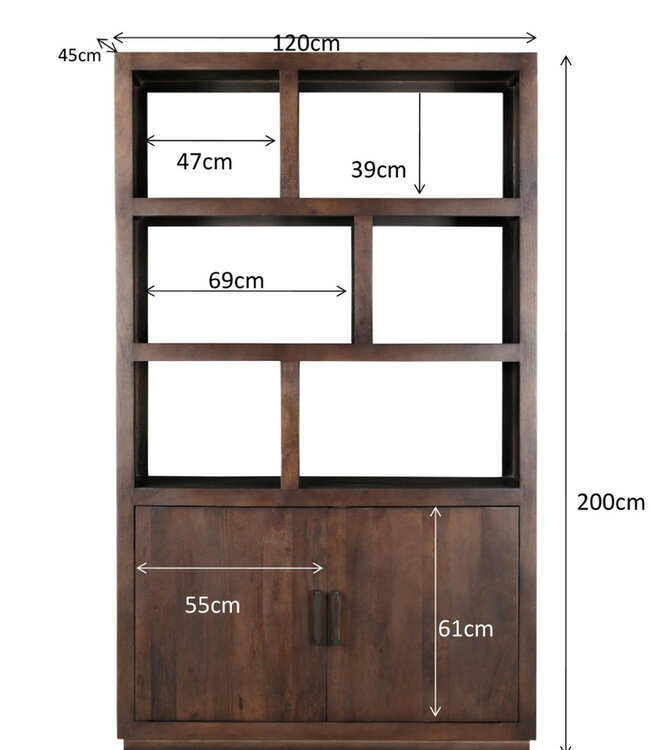 Livingfurn Jaxx Vakkenkast Bruin 200x120x45 cm