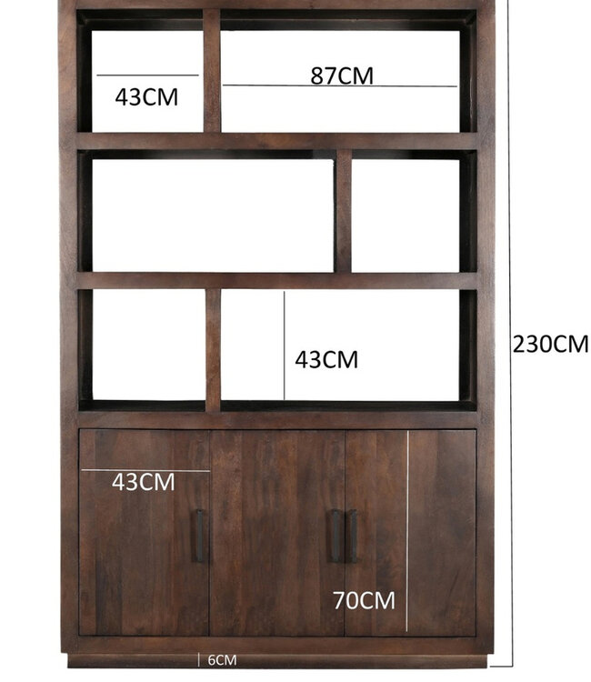 Livingfurn Jaxx Brown Vakkenkast 230x145x50cm
