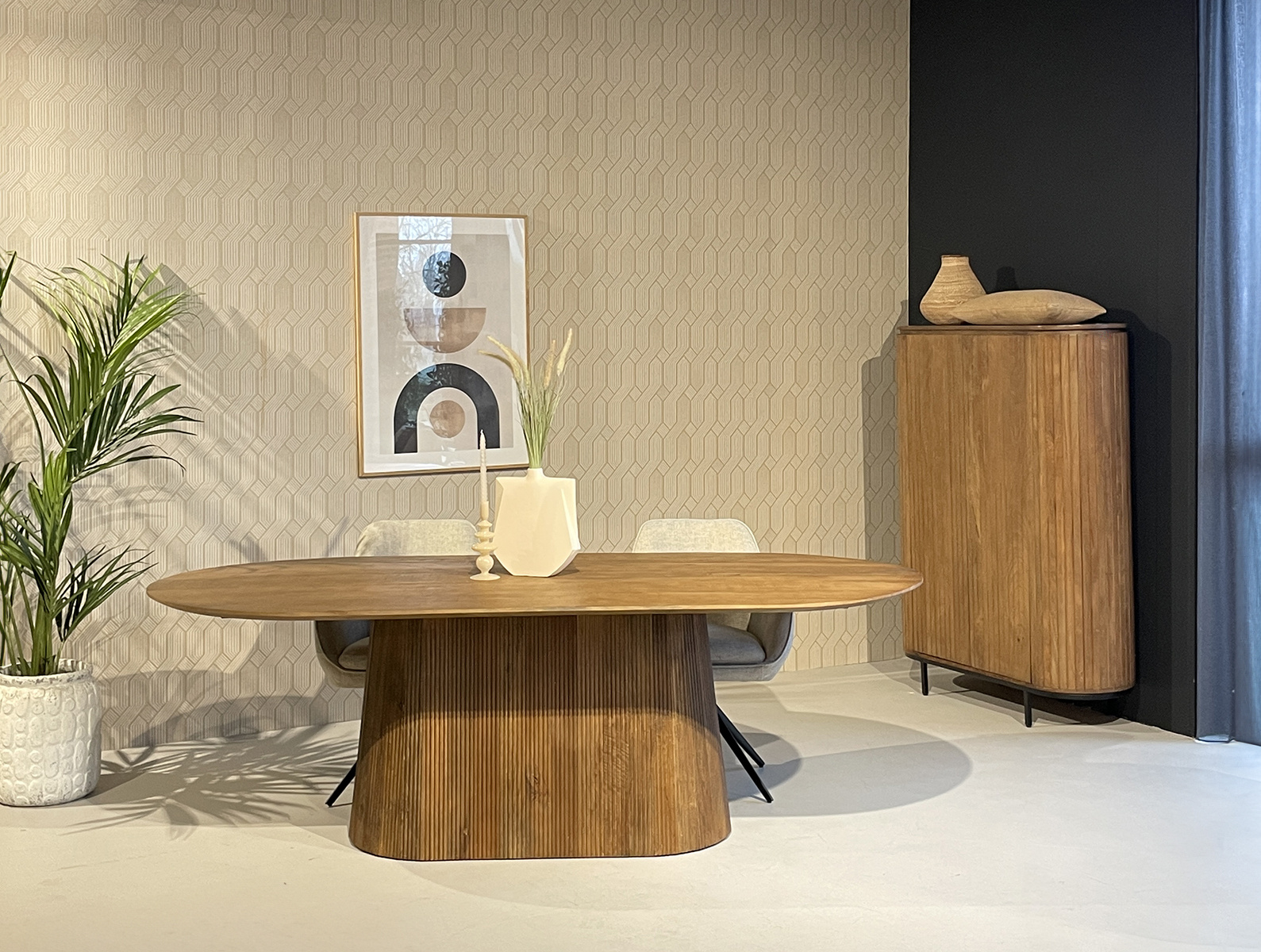 Livingfurn Salvator Eetkamertafel Organisch Ovaal Bruin 200x110x76cm