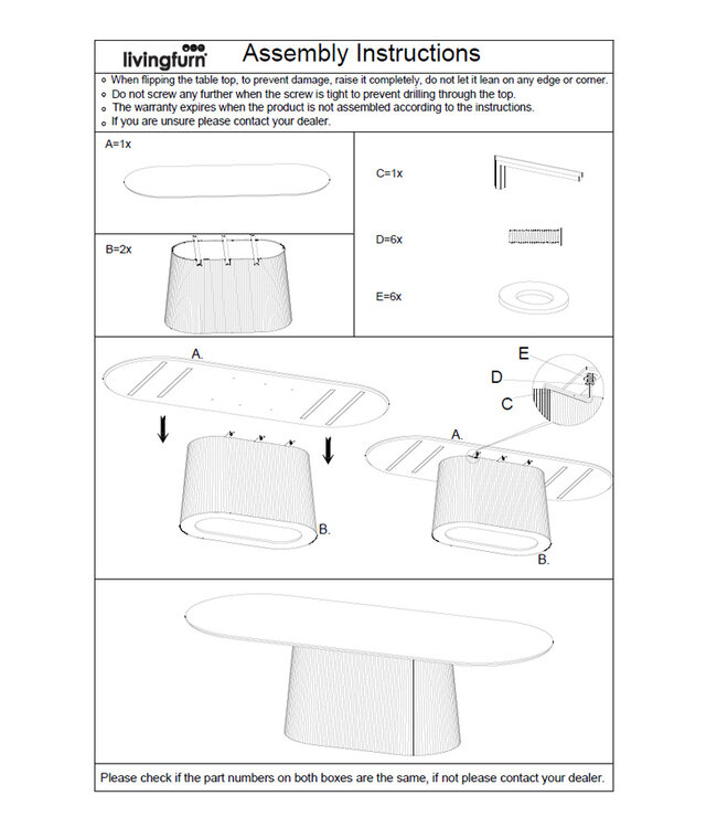 Livingfurn Salvator Eetkamertafel Organisch Ovaal Bruin 230x110x76cm