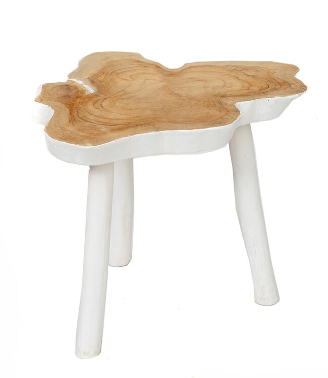 Bazar Bizar De organische bijzettafel - Natuurlijk Wit - 40x45x45 cm