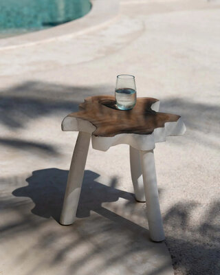 Bazar Bizar De organische bijzettafel - Natuurlijk Wit - 40x45x45 cm