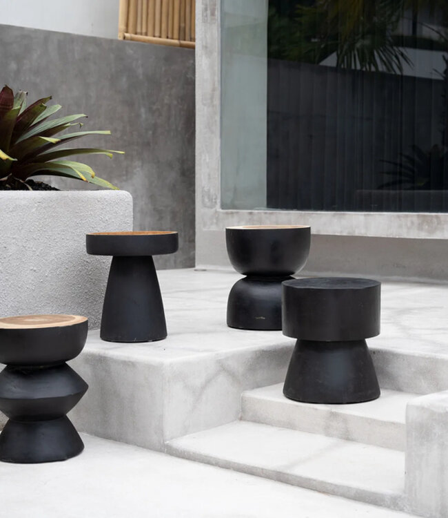 Bazar Bizar De Karbun Kruk - Zwart Natuurlijk - 45x40x40 cm