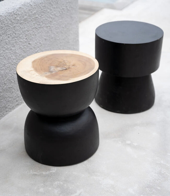 Bazar Bizar De Karbun Kruk - Zwart Natuurlijk - 45x40x40 cm