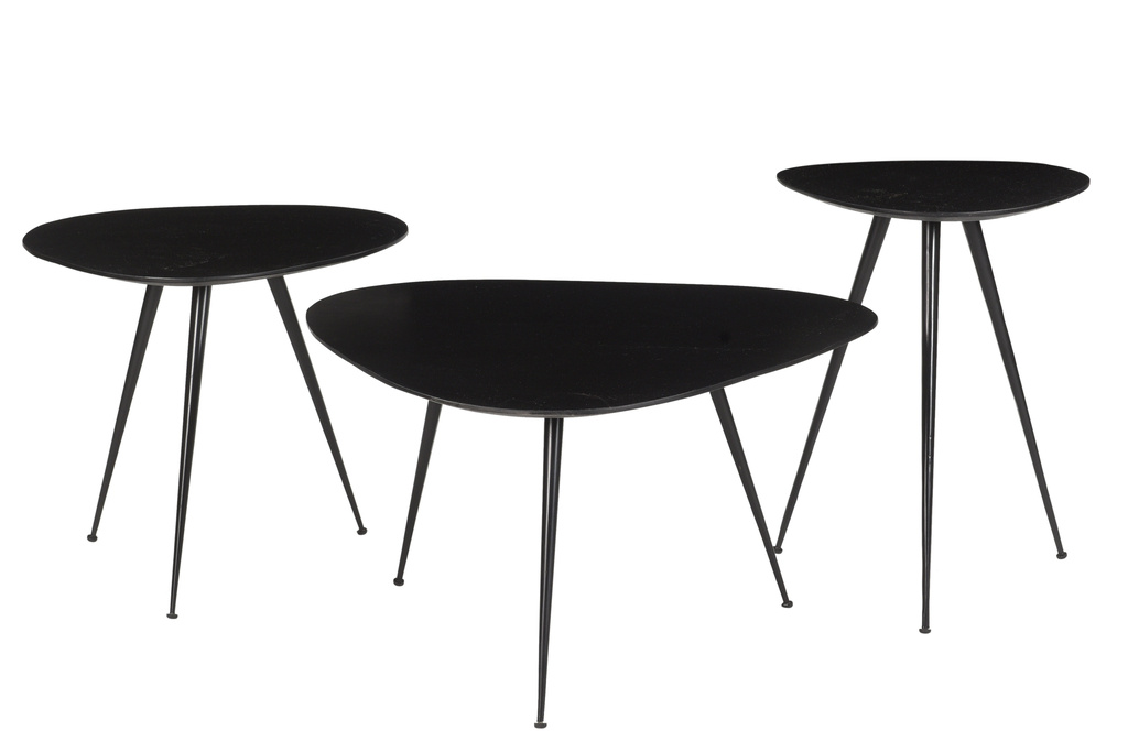 Brix Salontafel Set Van 3 loua Brix Zwart 70x70x39 cm