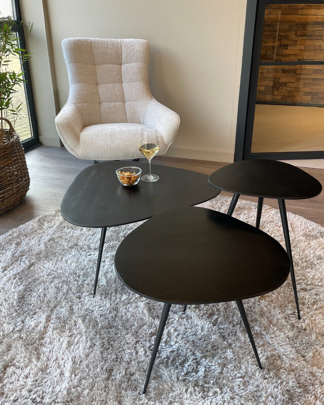 Brix Salontafel Set Van 3 loua Brix Zwart 70x70x39 cm