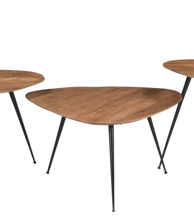 Brix Salontafel Set Van 3 Loua Brix Hardhout 70x70x39 cm