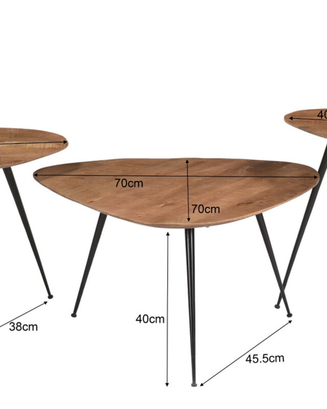 Brix Salontafel Set Van 3 Loua Brix Hardhout 70x70x39 cm
