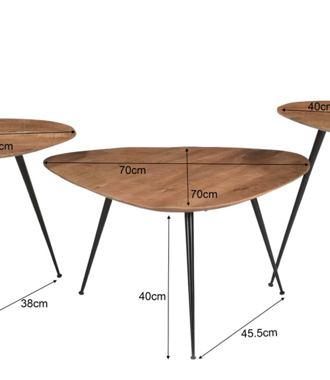 Brix Salontafel Set Van 3 Loua Brix Hardhout 70x70x39 cm