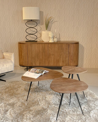 Brix Salontafel Set Van 3 Loua Brix Hardhout 70x70x39 cm