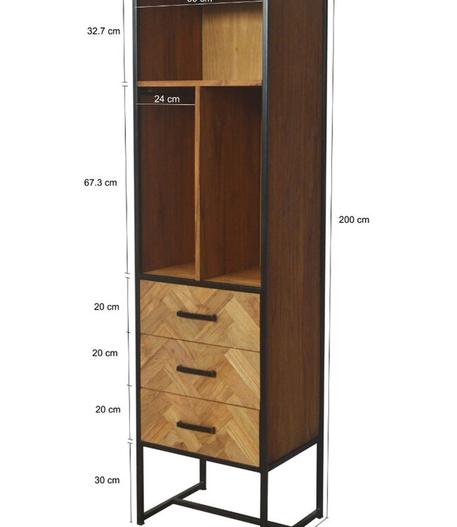 Livingfurn Kast Accent Teakhout Klein 200x55x45 cm