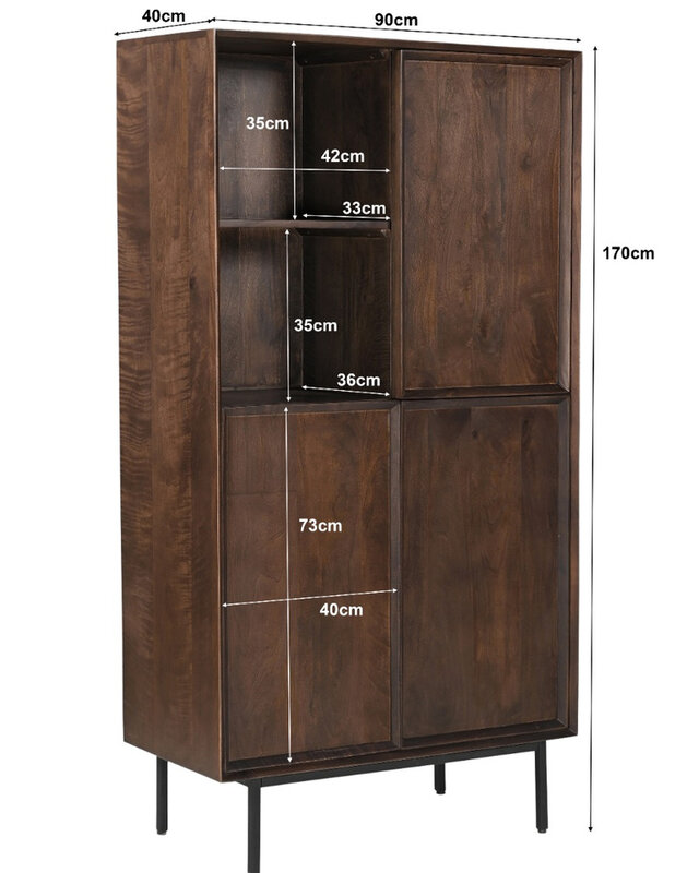 Livingfurn Kast Ravenstein Bruin Mangohout 170x90x40cm