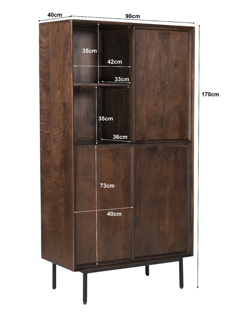 Livingfurn Kast Ravenstein Bruin Mangohout 170x90x40cm