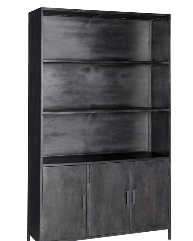 Livingfurn Kast Kala Zwart Mangohout 200x120x40 cm