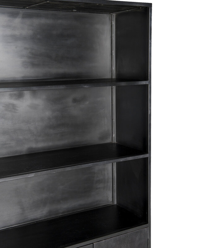 Livingfurn Kast Kala Zwart Mangohout 200x120x40 cm