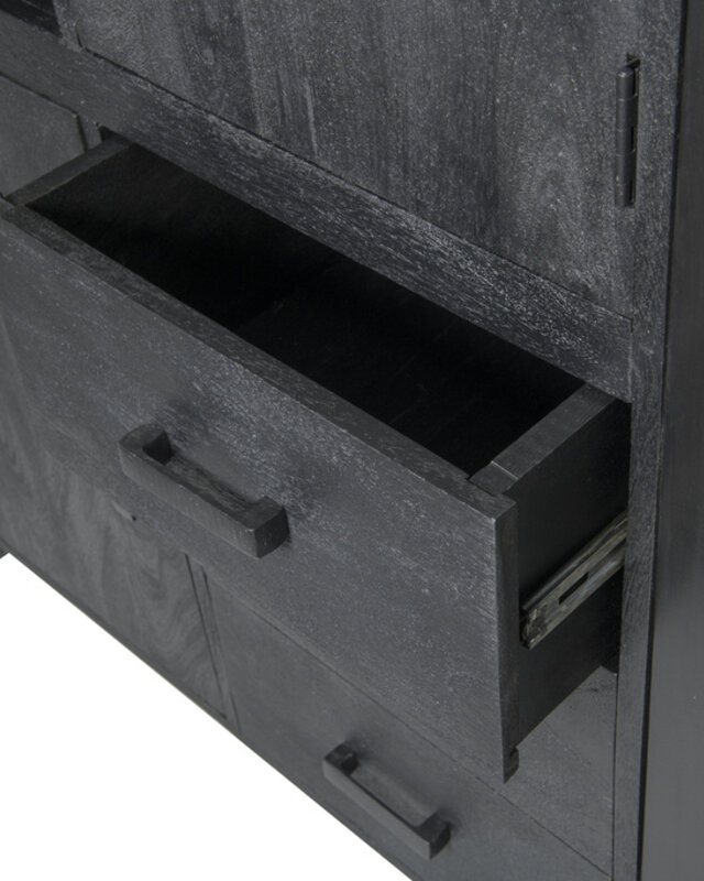 Livingfurn Kast Norris Zwart Mangohout 150x100x43 cm