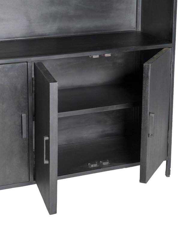 Livingfurn Kast Kala Zwart Mangohout 200x120x40 cm