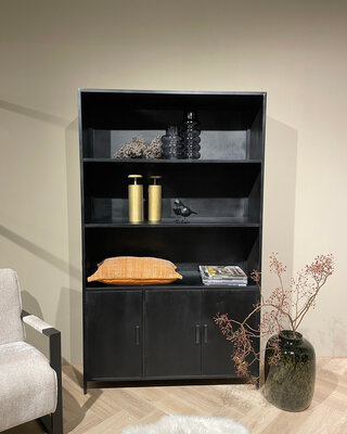 Livingfurn Kast Kala Zwart Mangohout 200x120x40 cm