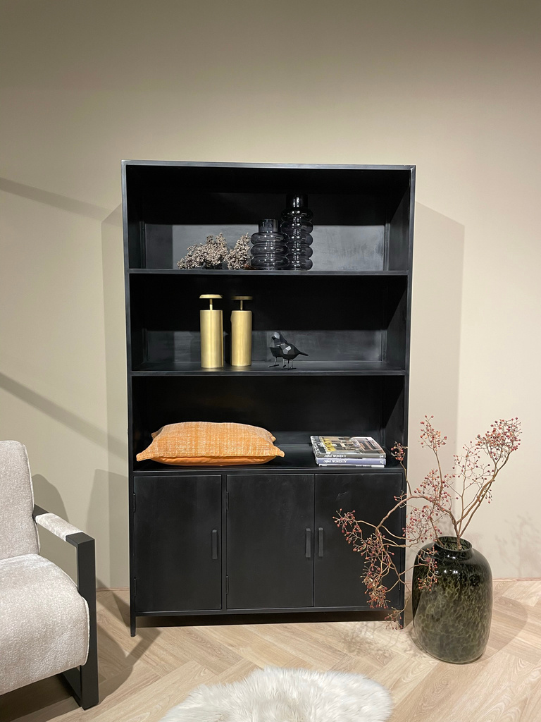 Livingfurn Kast Kala Zwart Mangohout 200x120x40 cm