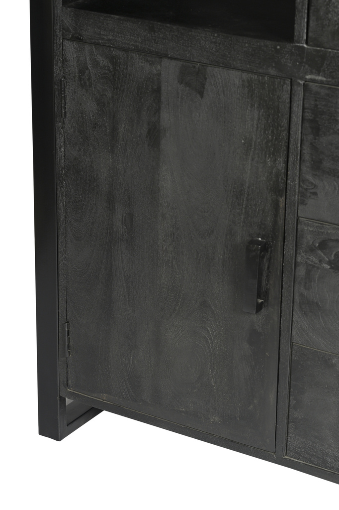 Livingfurn Kast Norris Zwart Mangohout 150x100x43 cm