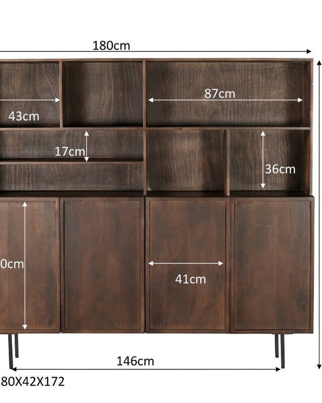 Livingfurn Kast Elan Bruin Hardhout 180x150x45 cm