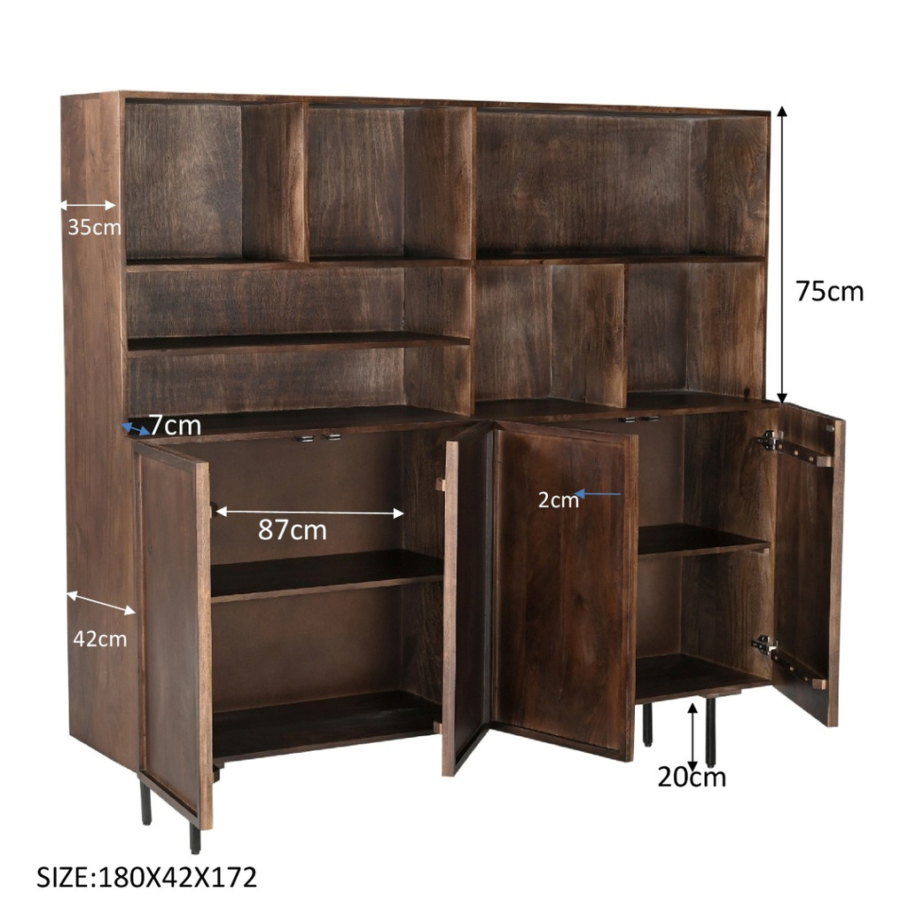 Livingfurn Kast Elan Bruin Hardhout 180x150x45 cm