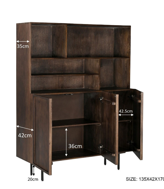 Livingfurn Kast Elan Bruin 170x135x45 cm
