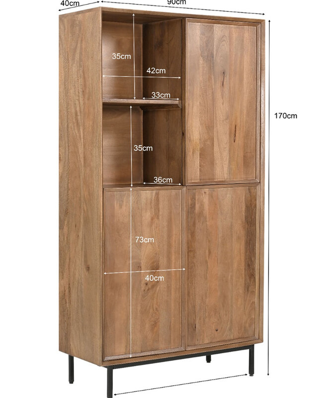 Livingfurn Kast Ravenstein Naturel Mangohout 170x90x40 cm