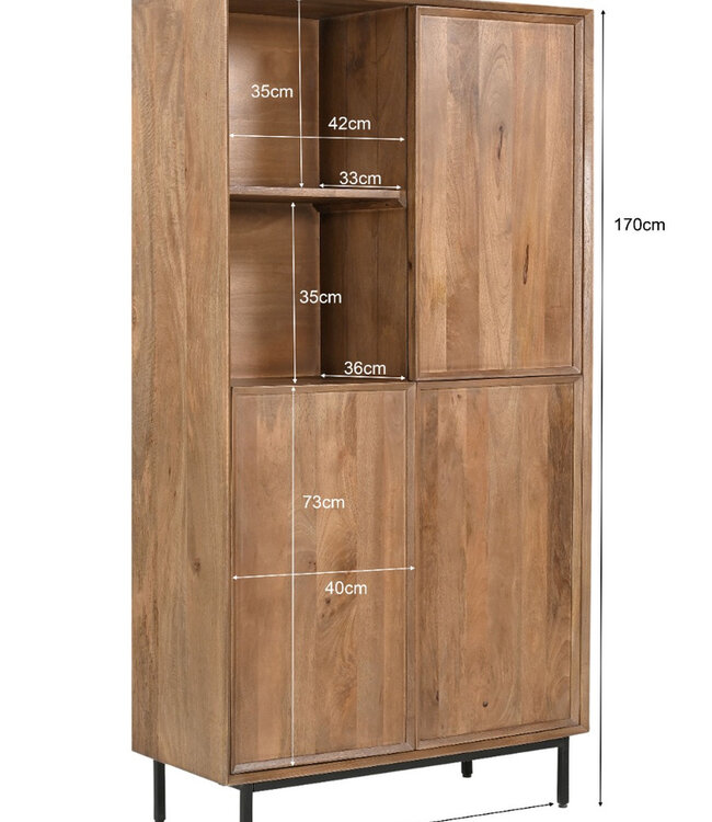 Livingfurn Kast Ravenstein Naturel Mangohout 170x90x40 cm
