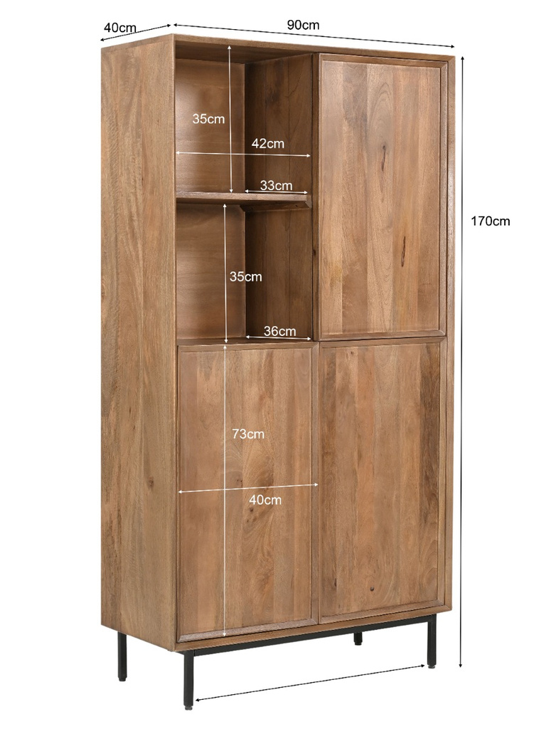 Livingfurn Kast Ravenstein Naturel Mangohout 170x90x40 cm
