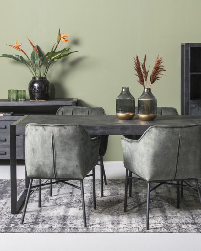 Livingfurn Kast Norris Zwart Mangohout 150x100x43 cm