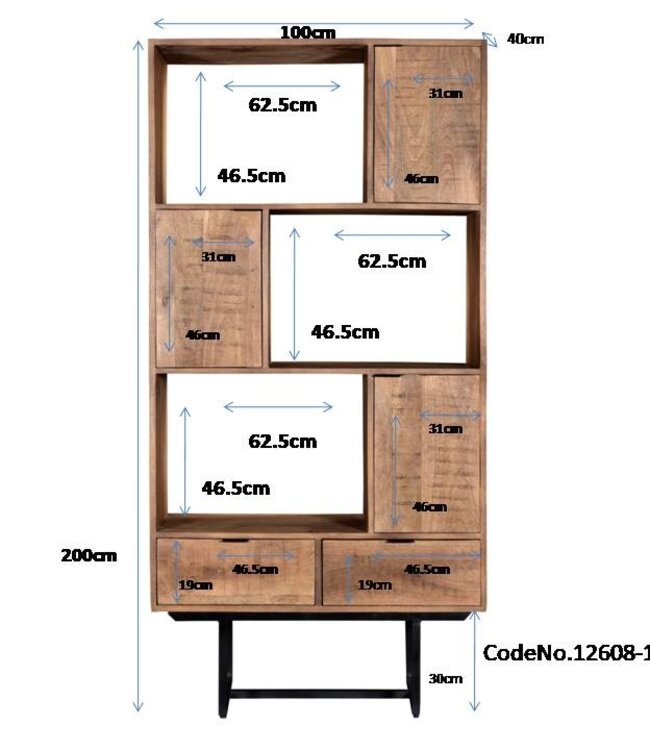 Livingfurn Kast Valdez Mangohout 100x200x40 cm