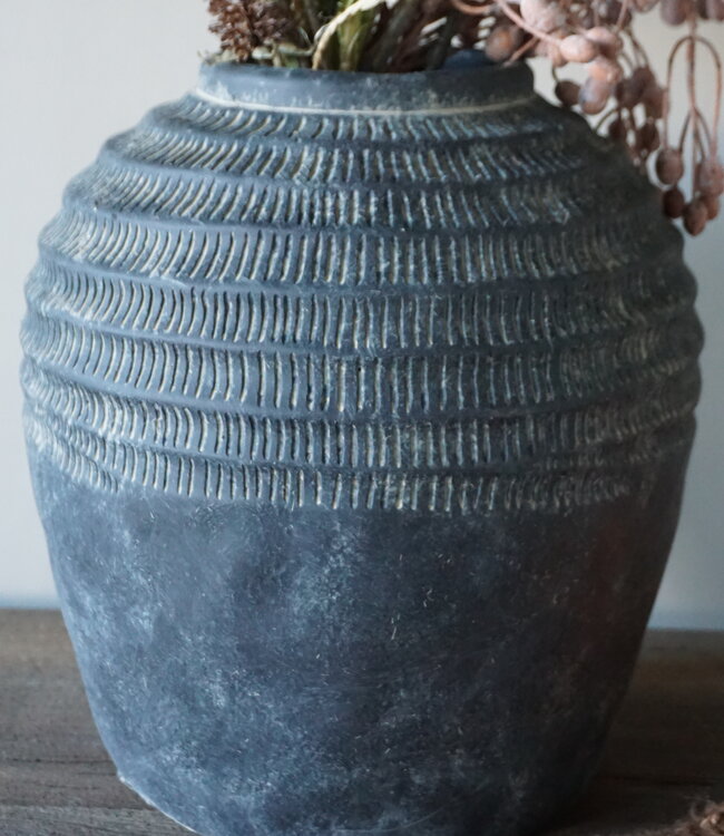 Rene Houtman Stenen Vaas Menty | Grijs | H29 x D28 cm