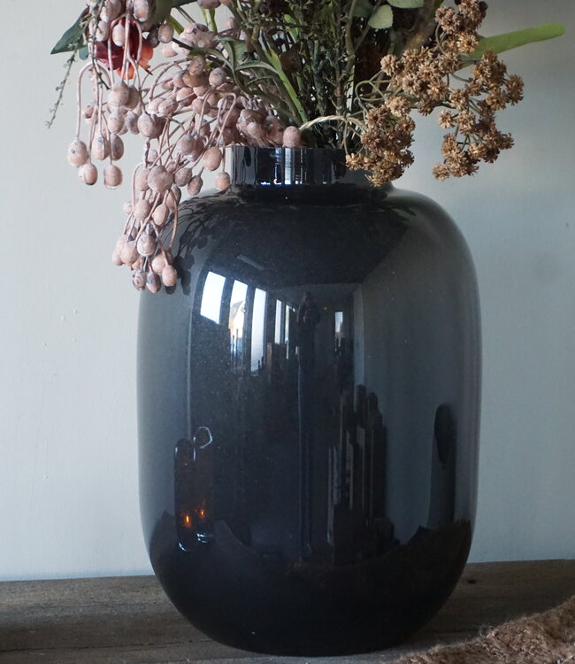 Rene Houtman Glazen Vaas Bielle | Grijs | H35 x D23 cm