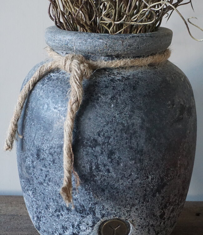 Brynxz Plantenbak Basalt | Met Touw | H27 x D22 cm