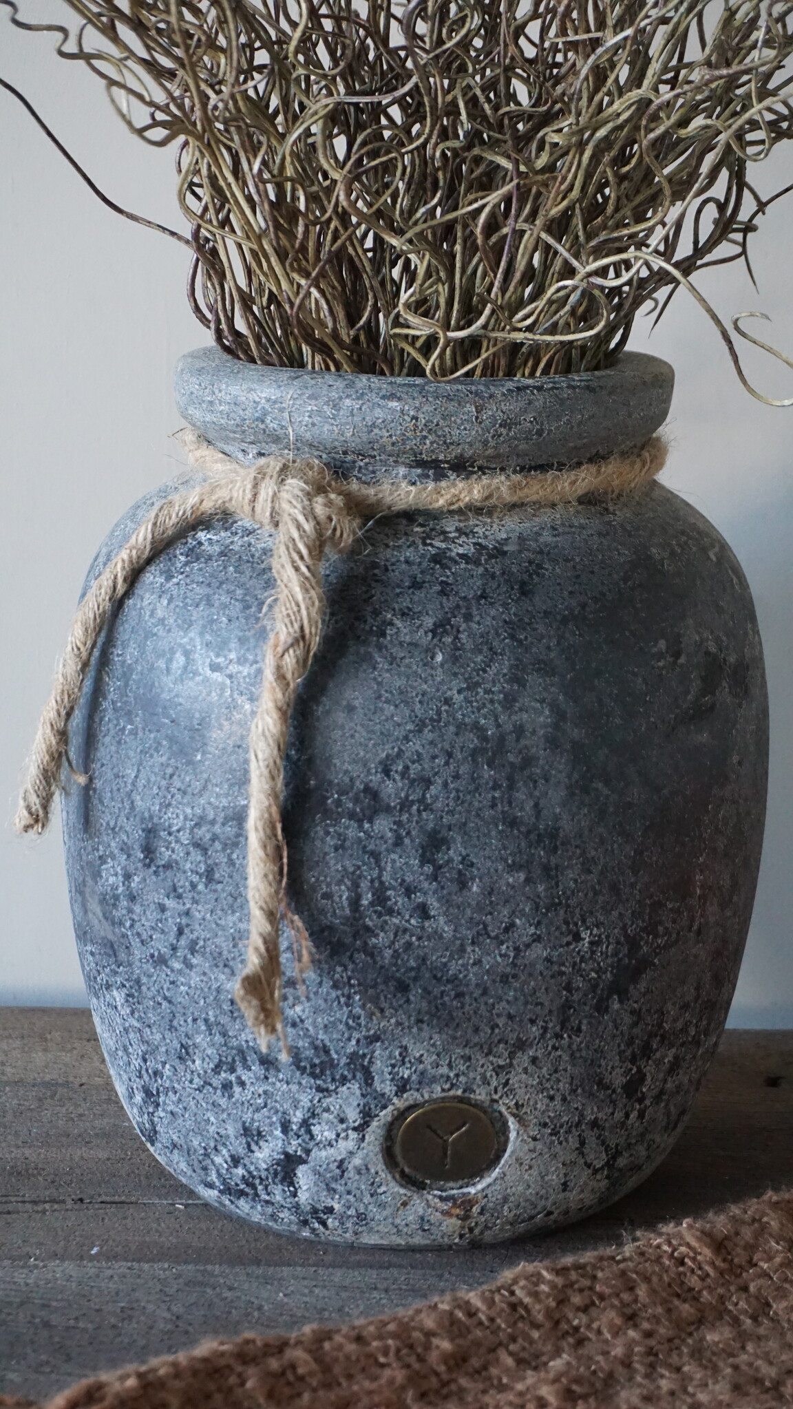 Brynxz Plantenbak Basalt | Met Touw | H27 x D22 cm