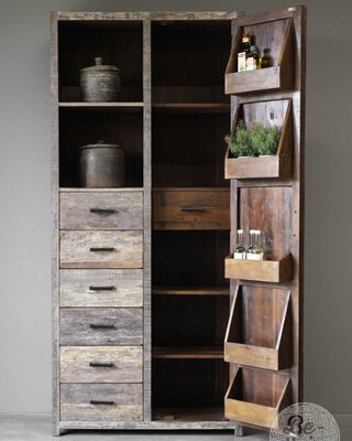 Be-Uniq Voorraadkast Pantry | Oud Hout | H220xB100xD45 cm