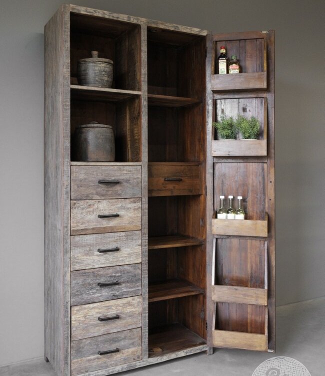 Be-Uniq Voorraadkast Pantry | Oud Hout | H220xB100xD45 cm