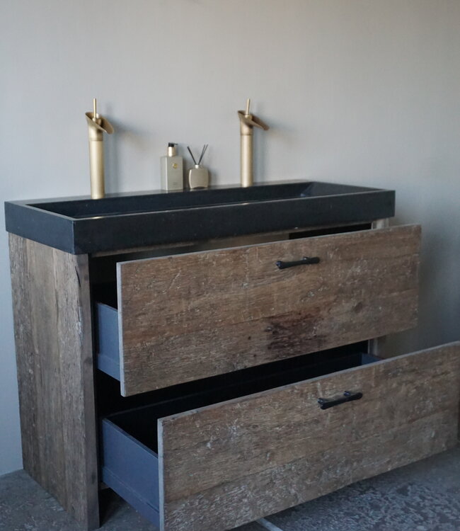 Rene Houtman Badkamermeubel Elly | Geborsteld Eikenhout | H81 x B119,5 x D51 cm